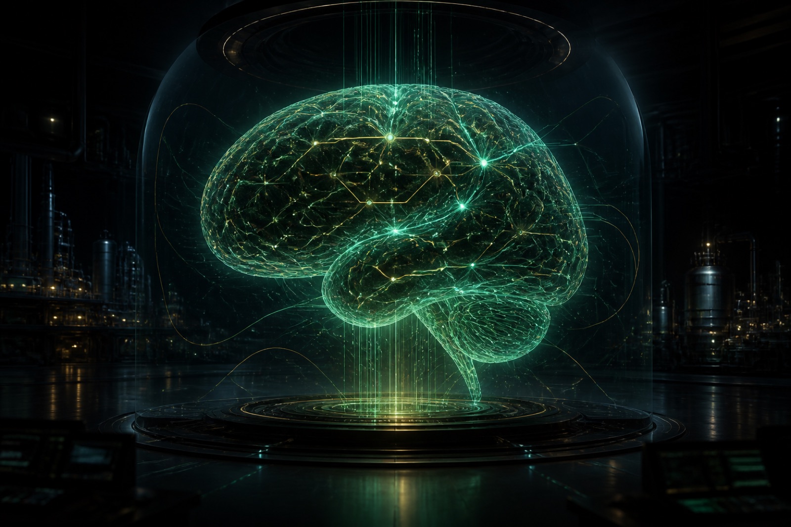 The NeuroPath operating brain — a grounded, governed intelligence under glass, over the live plant.